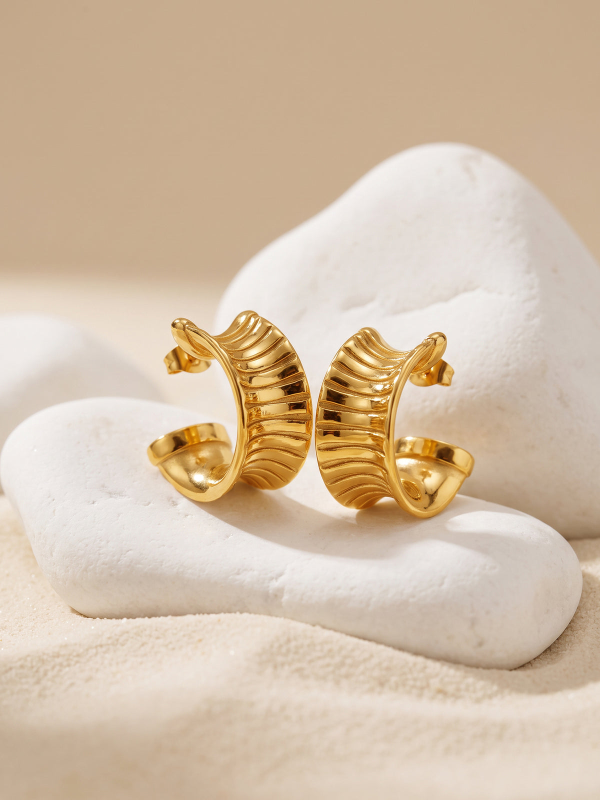 IXIA by GIVA Hard Launch Gold Plated J Hoops