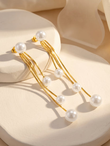 IXIA by GIVA Dancing Pearl Gold Plated Danglers