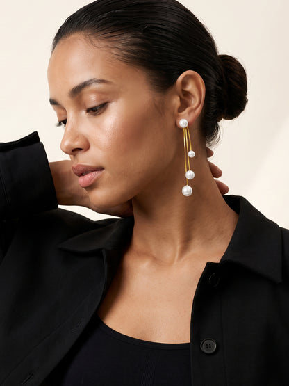 IXIA by GIVA Dancing Pearl Gold Plated Danglers