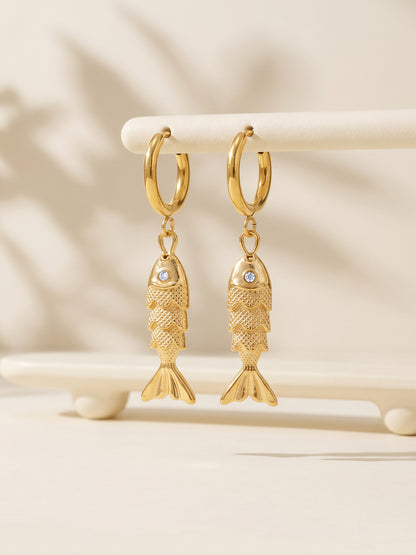 IXIA by GIVA Fishtail Gold Plated Danglers