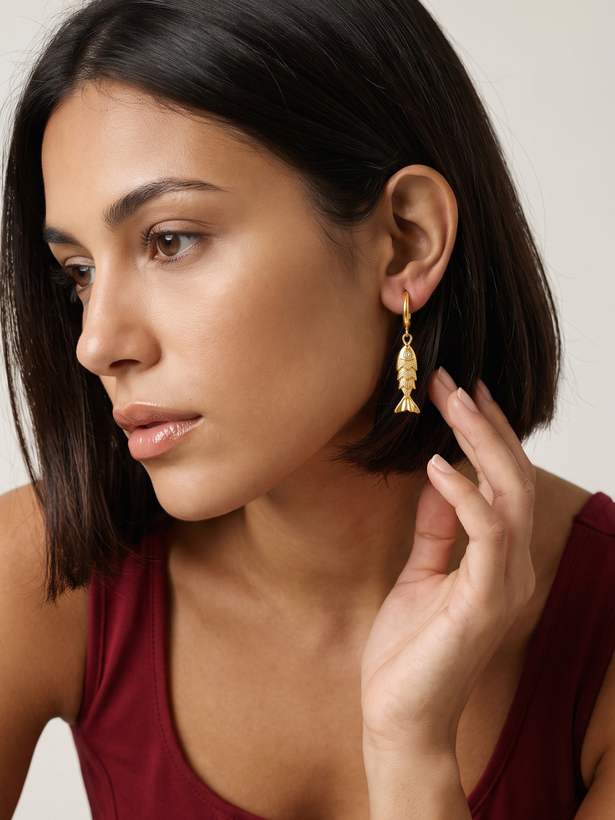 IXIA by GIVA Fishtail Gold Plated Danglers