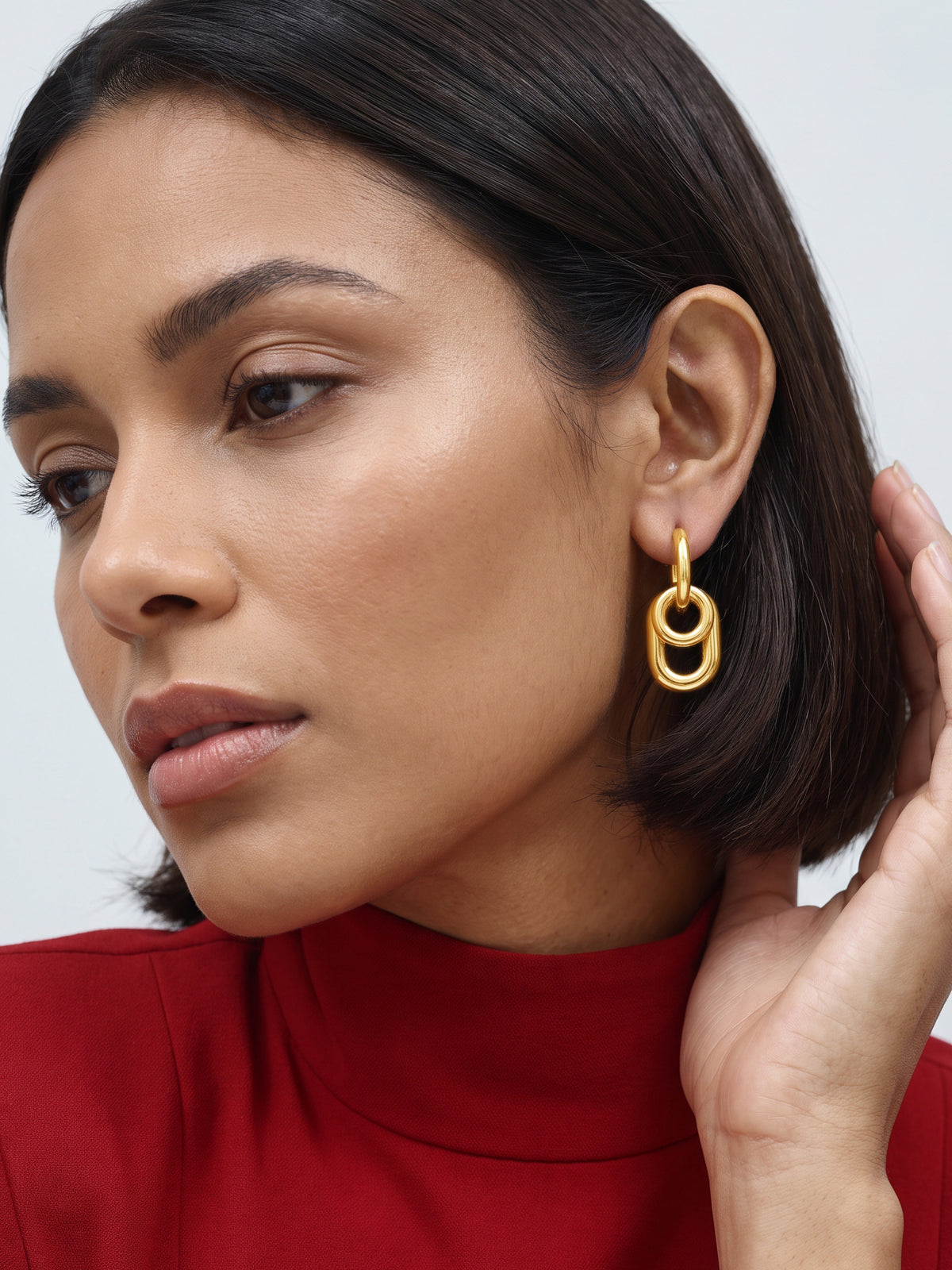 IXIA by GIVA Classic Interlock Gold Plated Earrings