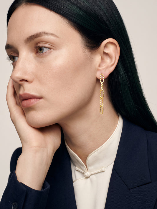 IXIA by GIVA Stylish Paperclip Gold Plated Danglers