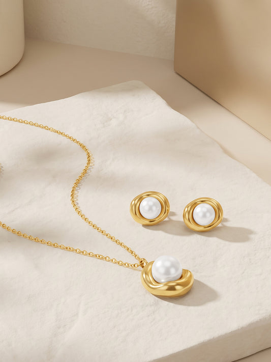 IXIA by GIVA Pearlora Gold Plated Set