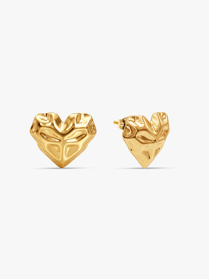 IXIA by GIVA Ruffled Hearts Gold Plated Studs