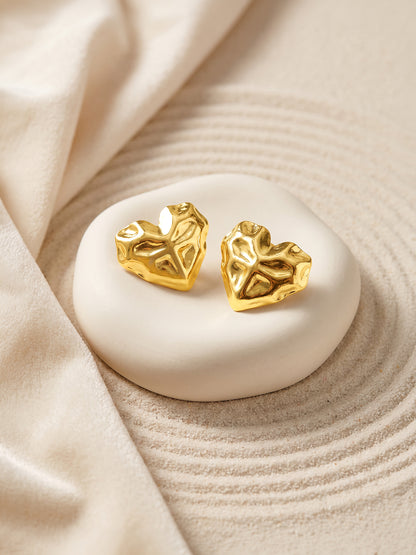 IXIA by GIVA Ruffled Hearts Gold Plated Studs