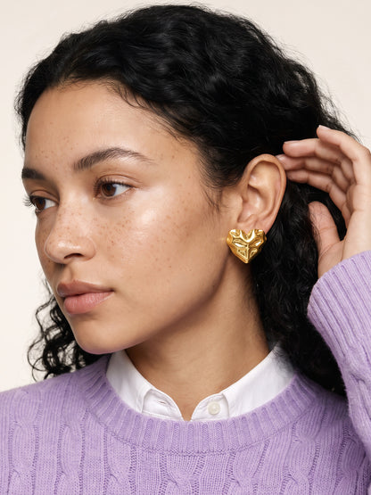 IXIA by GIVA Ruffled Hearts Gold Plated Studs