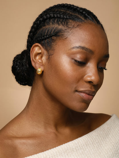 Shell Core Gold Plated J Stud Earrings