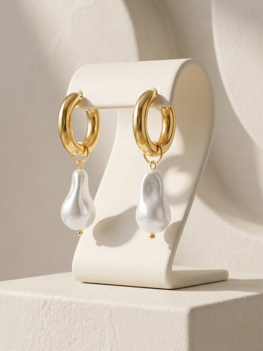 IXIA by GIVA Pearlfect Pair Gold Plated Drop Earrings