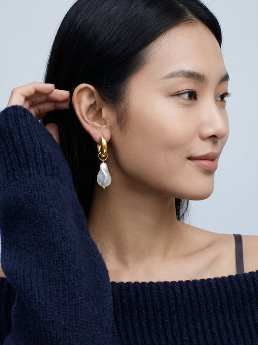 IXIA by GIVA Pearlfect Pair Gold Plated Drop Earrings