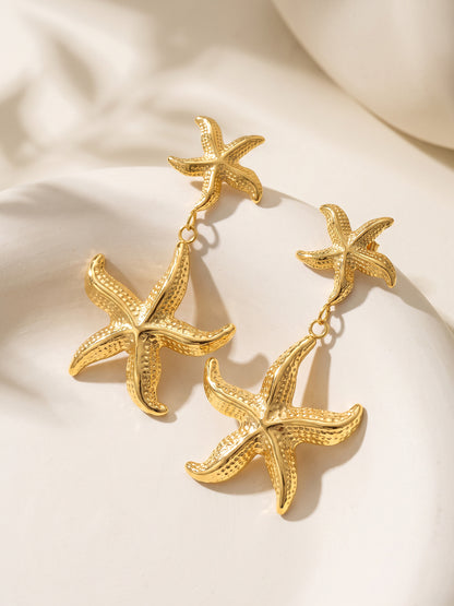 IXIA by GIVA Classic Starfish Gold Plated Drop Earrings