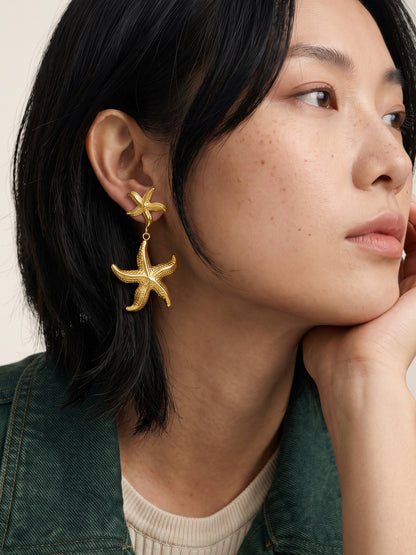 IXIA by GIVA Classic Starfish Gold Plated Drop Earrings