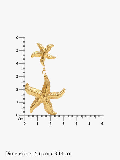 IXIA by GIVA Classic Starfish Gold Plated Drop Earrings