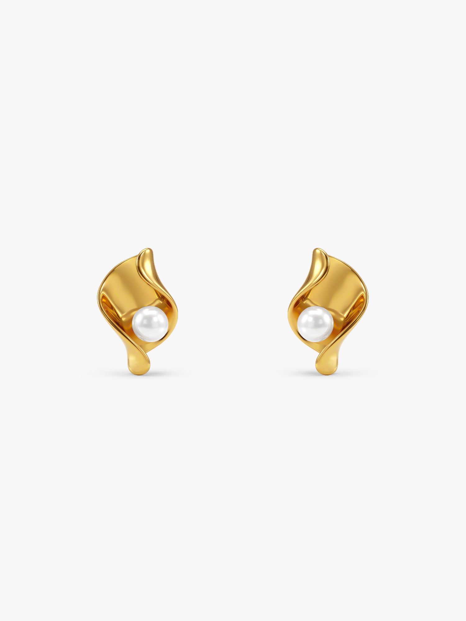 Pearl Curve Energy Gold Plated Stud Earrings