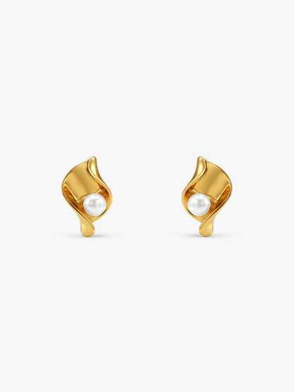 Pearl Curve Energy Gold Plated Stud Earrings
