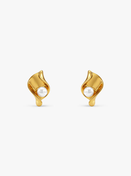 Pearl Curve Energy Gold Plated Stud Earrings