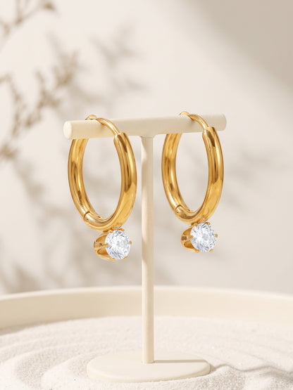 IXIA by GIVA Solotaire Gold Plated Hoops
