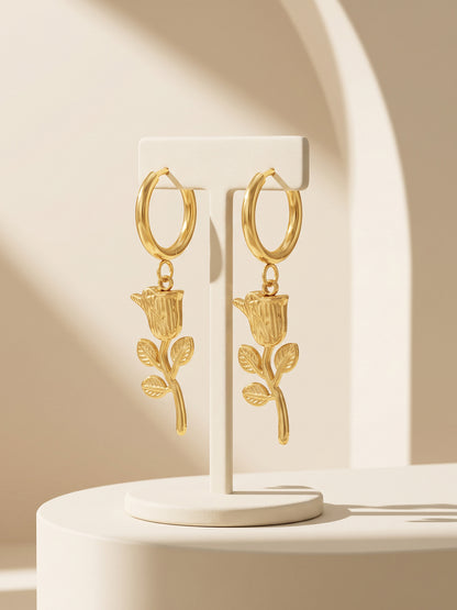 IXIA by GIVA Rosemarked Gold Plated Danglers