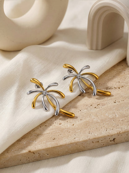 Split Orbit Energy Dual Tone Stud Earrings