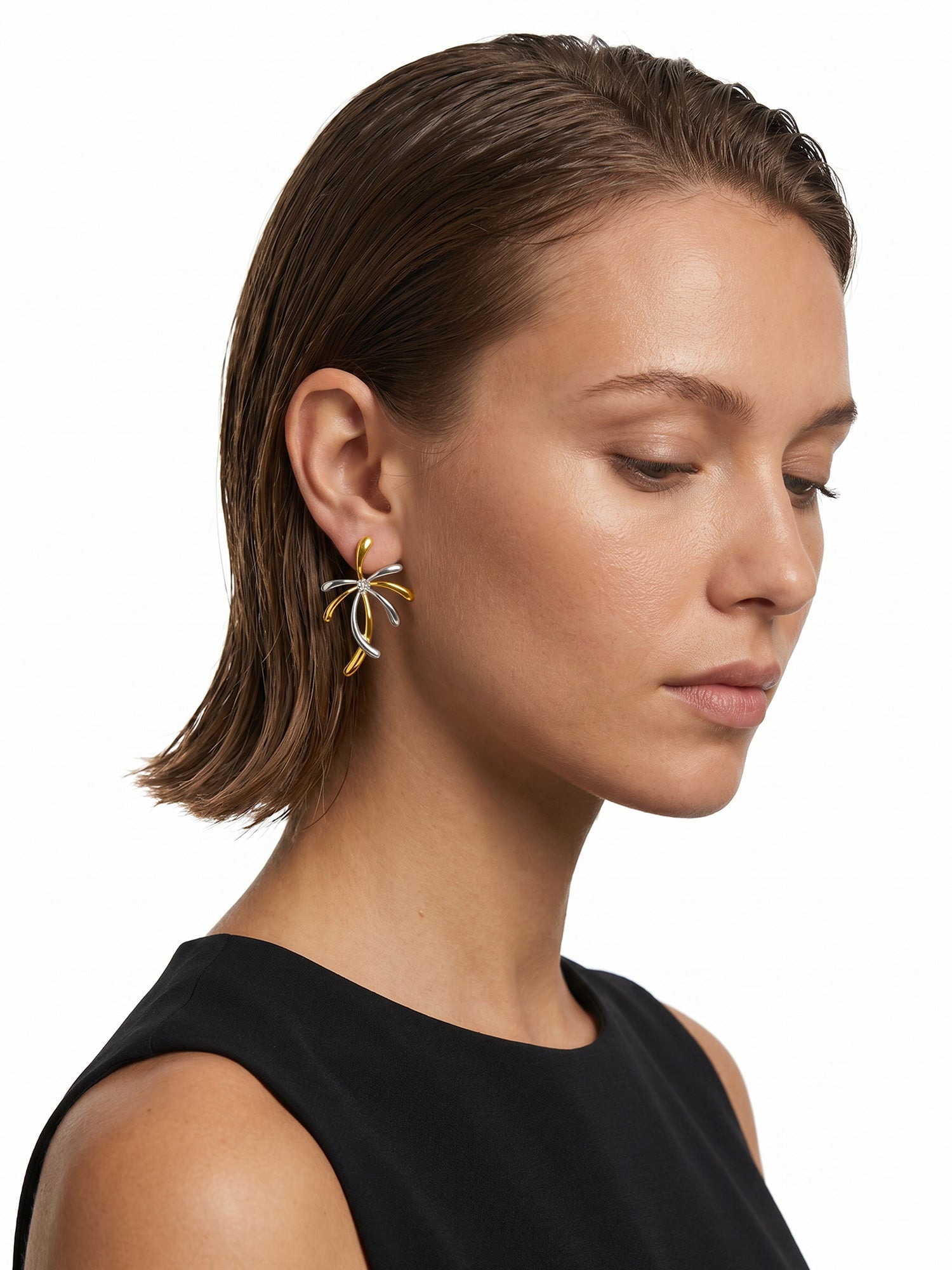 OnnMe by GIVA Split Orbit Energy Dual Tone Stud Earrings
