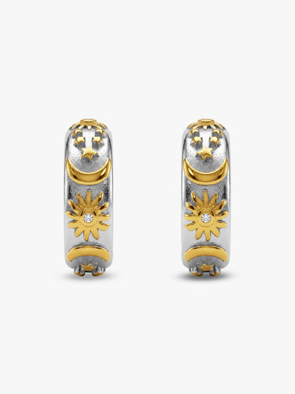 Duo Shine Dual Tone J Stud Earrings