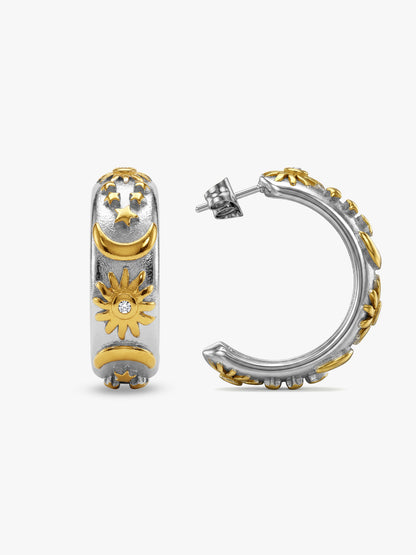 Duo Shine Dual Tone J Stud Earrings