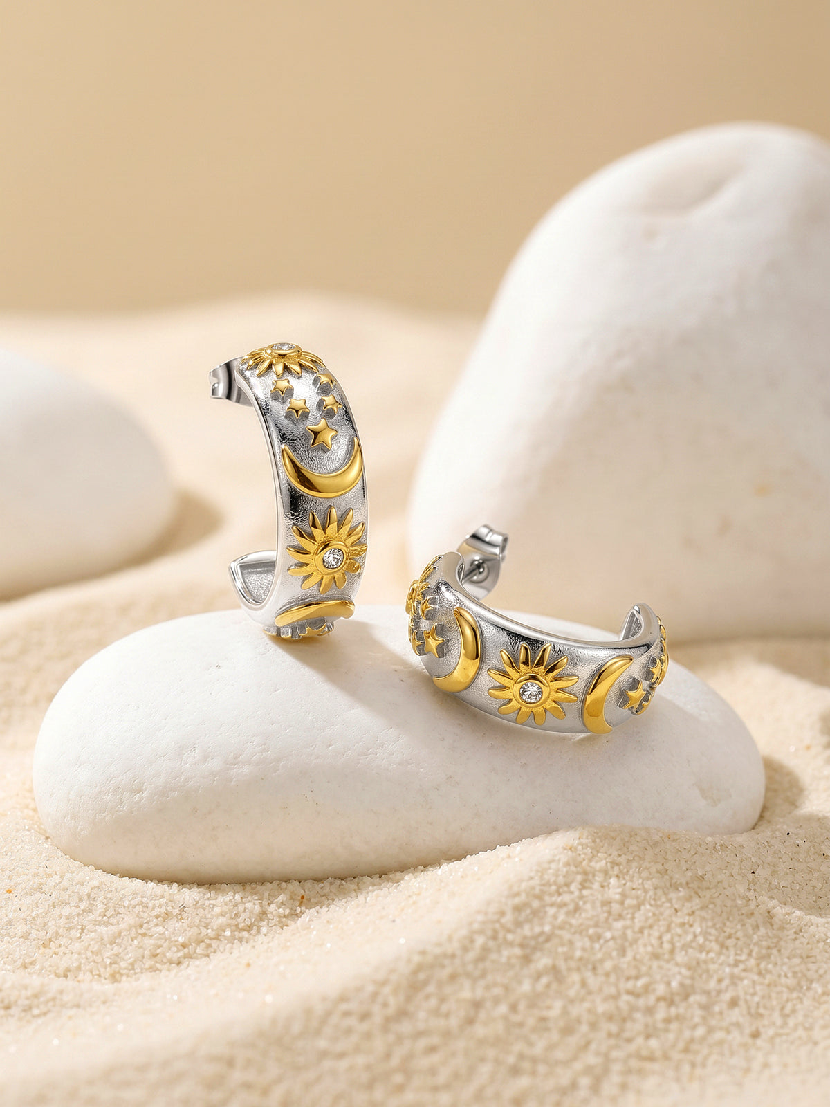 IXIA by GIVA Duo Shine Dual Tone J Stud Earrings