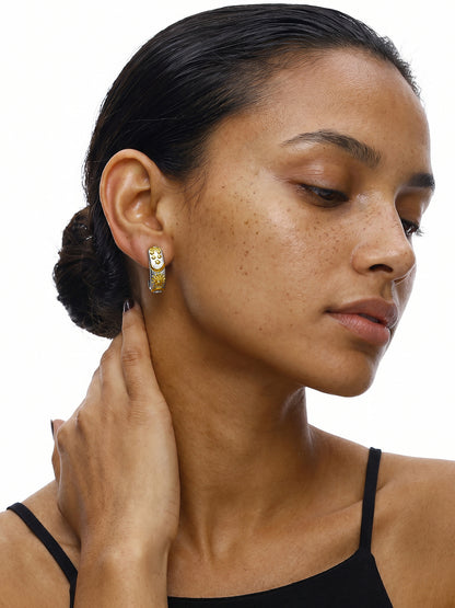 Duo Shine Dual Tone J Stud Earrings