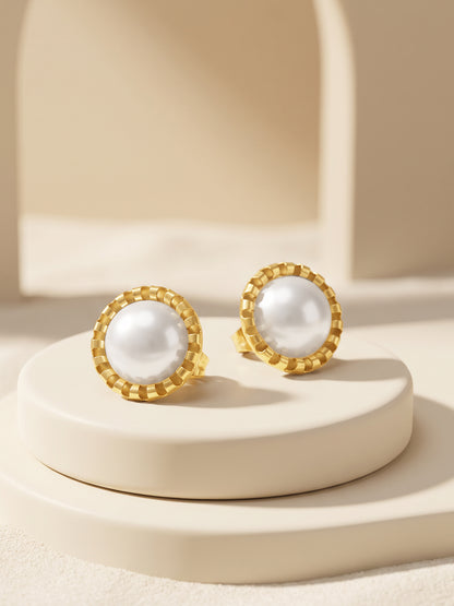IXIA by GIVA Pearly Whirl Gold Plated Studs