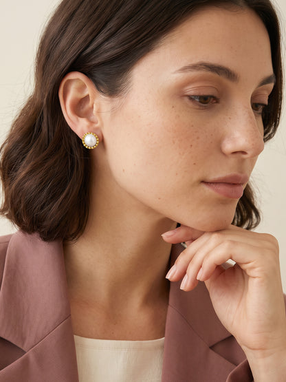 IXIA by GIVA Pearly Whirl Gold Plated Studs