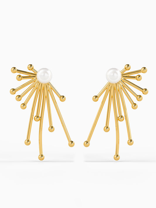 Drama Ray Gold Plated Drops Earrings
