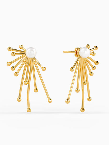 Drama Ray Gold Plated Drops Earrings