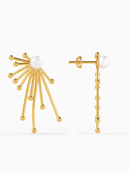 Drama Ray Gold Plated Drops Earrings