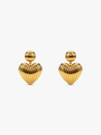 Heart Drop Energy Gold Plated Drops Earrings