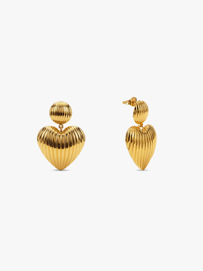 Heart Drop Energy Gold Plated Drops Earrings