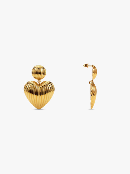 Heart Drop Energy Gold Plated Drops Earrings