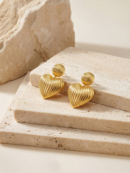 Heart Drop Energy Gold Plated Drops Earrings