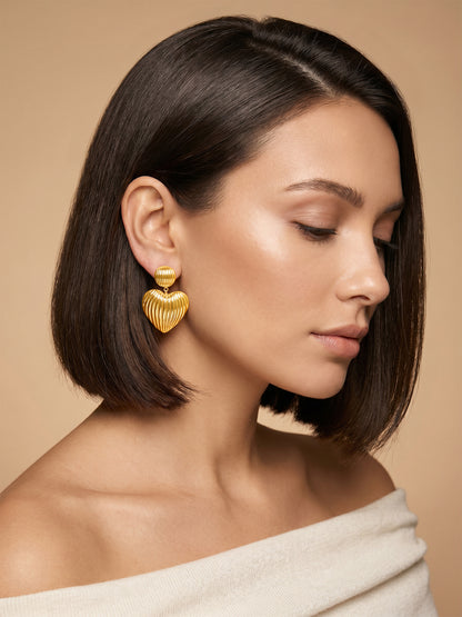 Heart Drop Energy Gold Plated Drops Earrings