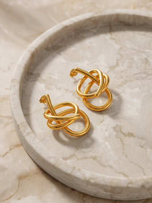 IXIA by GIVA Knot Flow Energy Gold Plated Drop Earrings