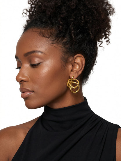 IXIA by GIVA Knot Flow Energy Gold Plated Drop Earrings