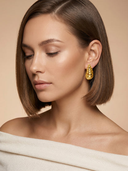 Dome Drama Gold Plated Earrings