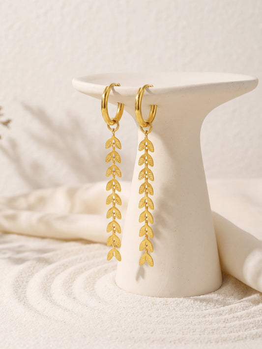 IXIA by GIVA Leaf Me Hanging Gold Plated Danglers