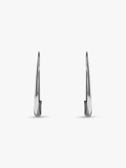 Bare Curve Rhodium Plated Earrings