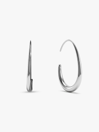 Bare Curve Rhodium Plated Earrings