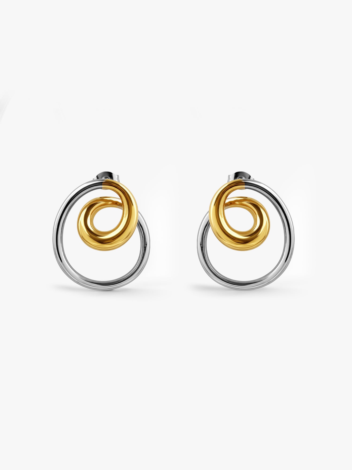 Twin Loop Energy Dual Tone Stud Earrings