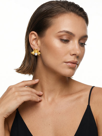 Petal Core Gold Plated Studs Earrings