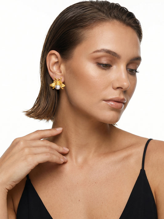 Petal Core Gold Plated Studs Earrings