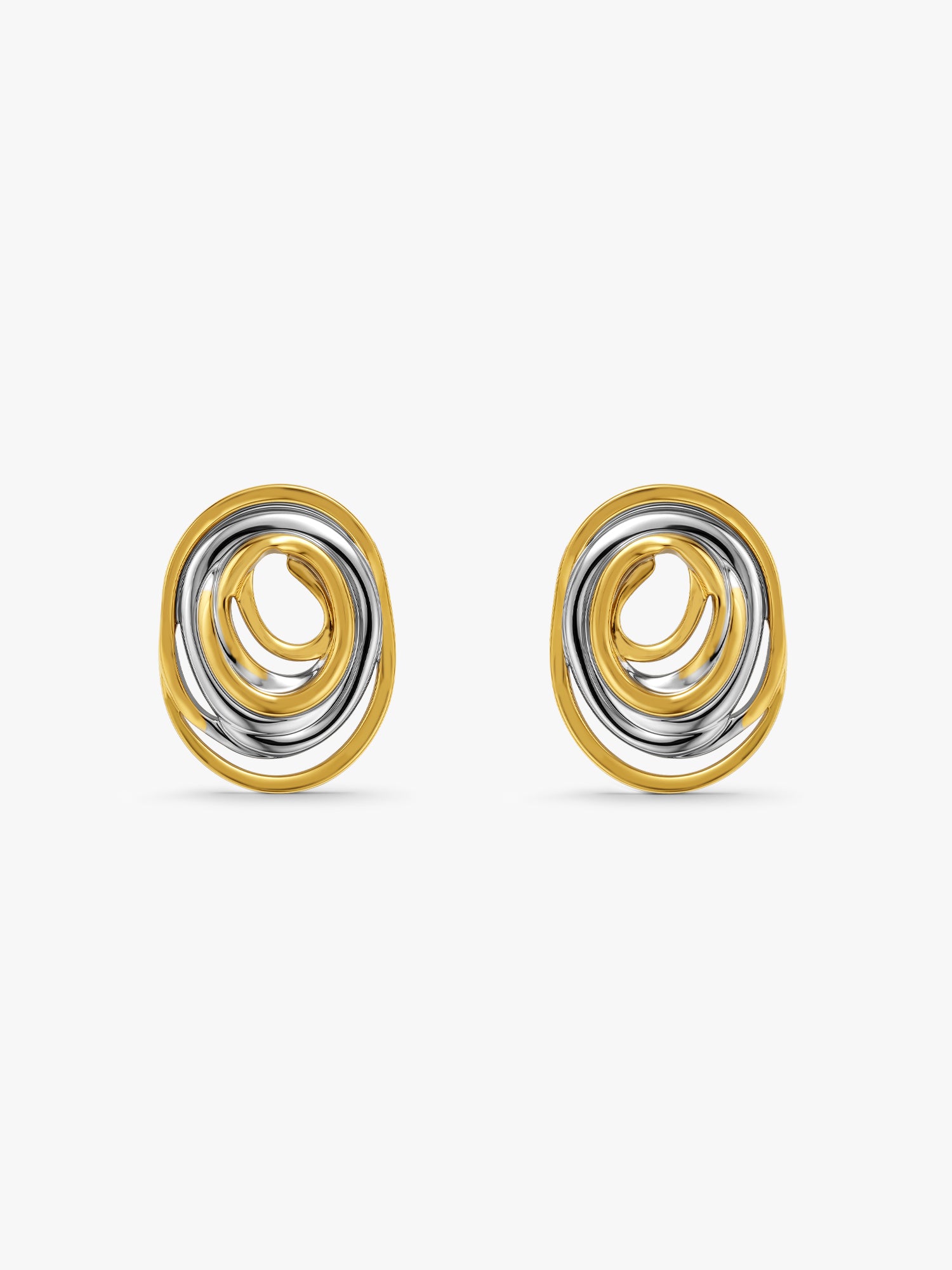 Loop Stack Energy Dual Tone Stud Earrings