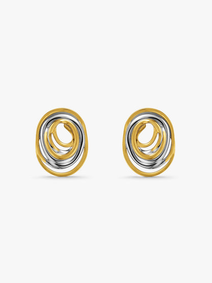 Loop Stack Energy Dual Tone Stud Earrings