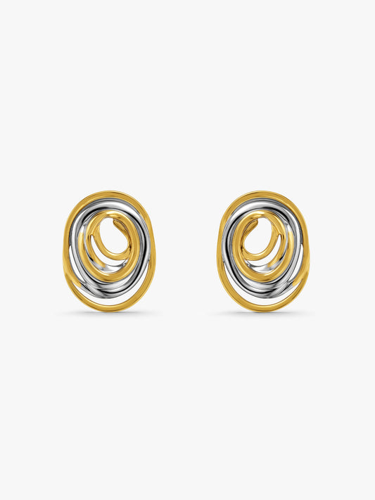 Loop Stack Energy Dual Tone Stud Earrings